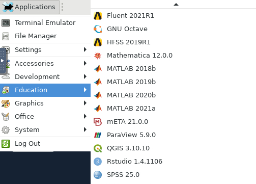 Mathematica menu